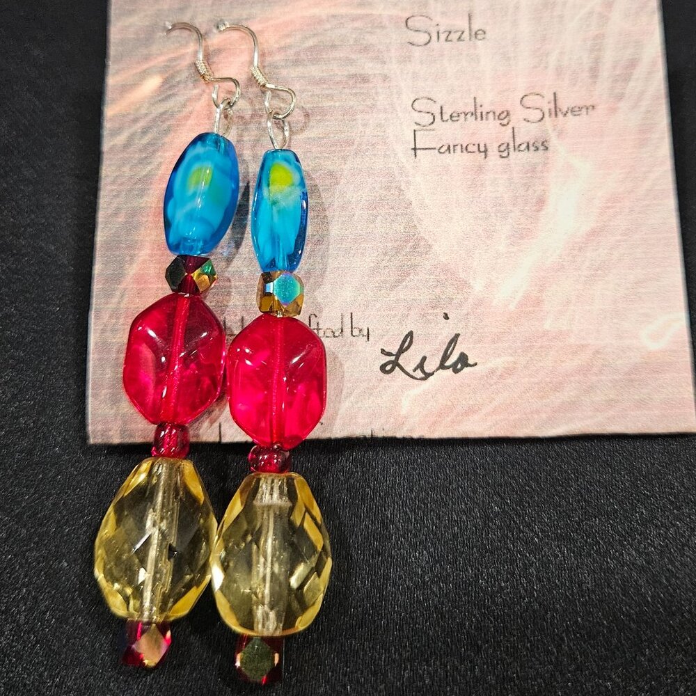 Handcrafted Boho Fancy Glass Teardrop Earrings